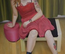 OIL PAINTING pink dress